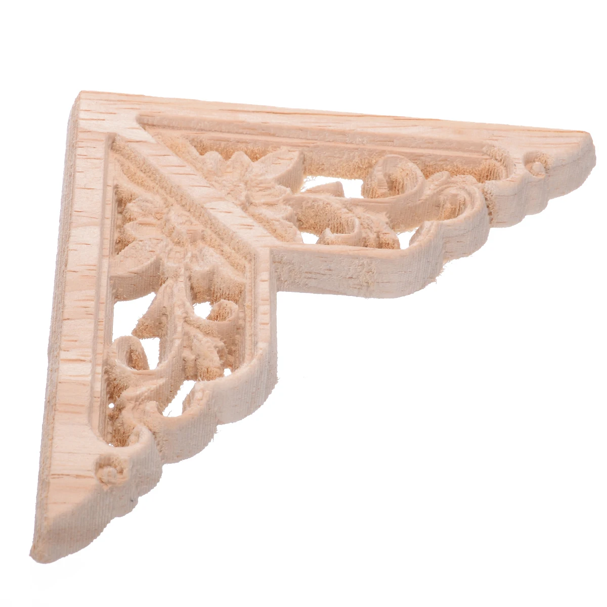 

1Pc Unpainted Triangle Wood Applique Frame Carved Corner Onlay Applique Carving Pattern Door Wall Decor Furniture Craft