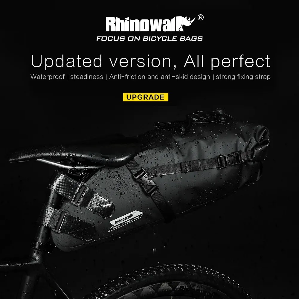 Sale RHINOWALK Bike bag 10L Full Waterproof Bicycle Saddle Bag Road Mountain Bike Cycling Rear Rack Bag Luggage Pannier Accessories 3