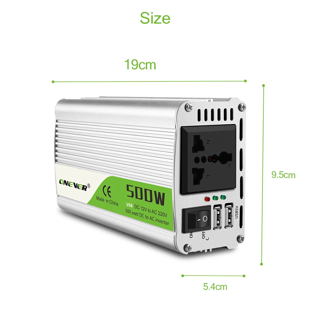 500 Вт автомобильный инвертор 12 В 220 В 50 Гц автомобильный инвертор 12 220 500 Вт/1000 Вт(пик) с 2 USB зарядными портами адаптер дисплея