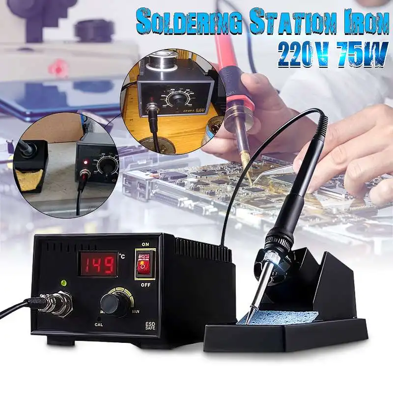 

1 Set Durable 75W 967 Electric Rework Soldering Station Iron LCD Display SMD Desoldering 13.5x11x8cm