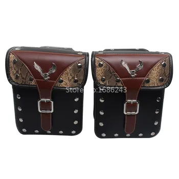

Scooter Left & Right Tool Bag Luggage SaddleBag Flying Eagle Chrome Rivet Surface Decoration Motorcycle Universal