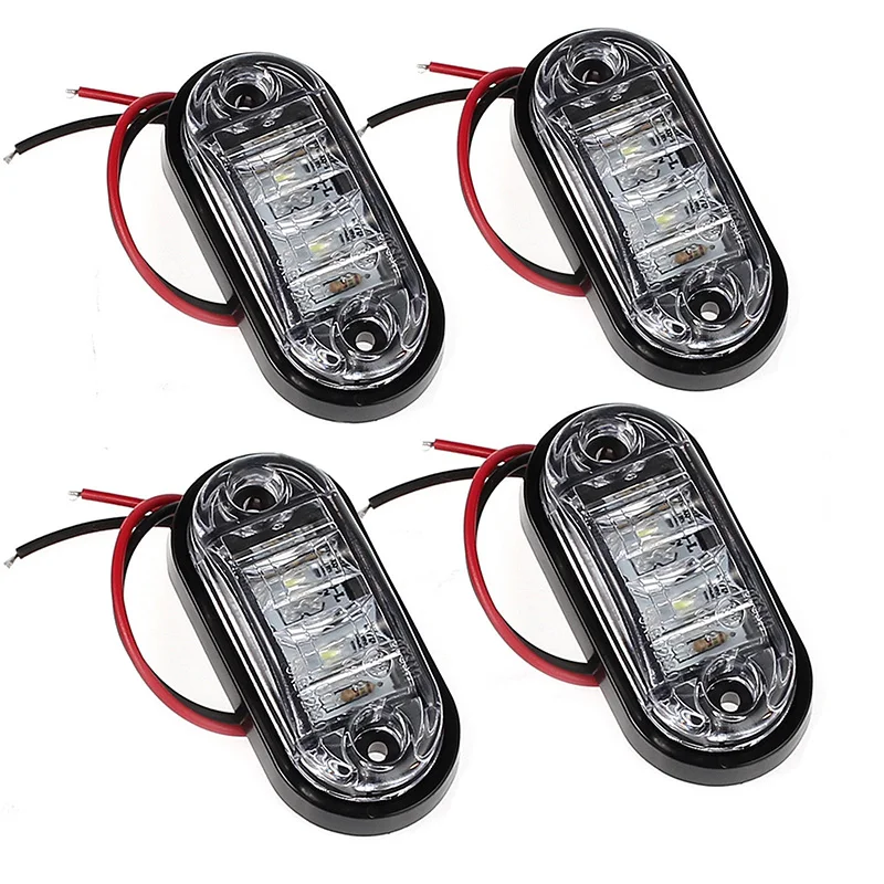 12/24 V для грузовиков, автомобилные прицепы, белый 2LED спереди боковой габаритный фонарь лампа-индикатор