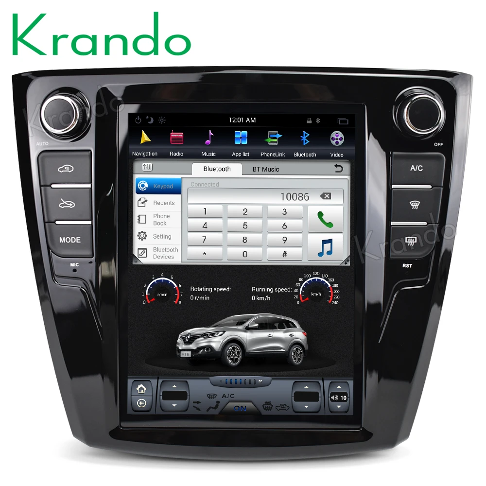 Top Krando Android 8.1 10.4" Vertical screen car multimedia system GPS for Renault Kadjar navigation entertainment stereo audio BT 4
