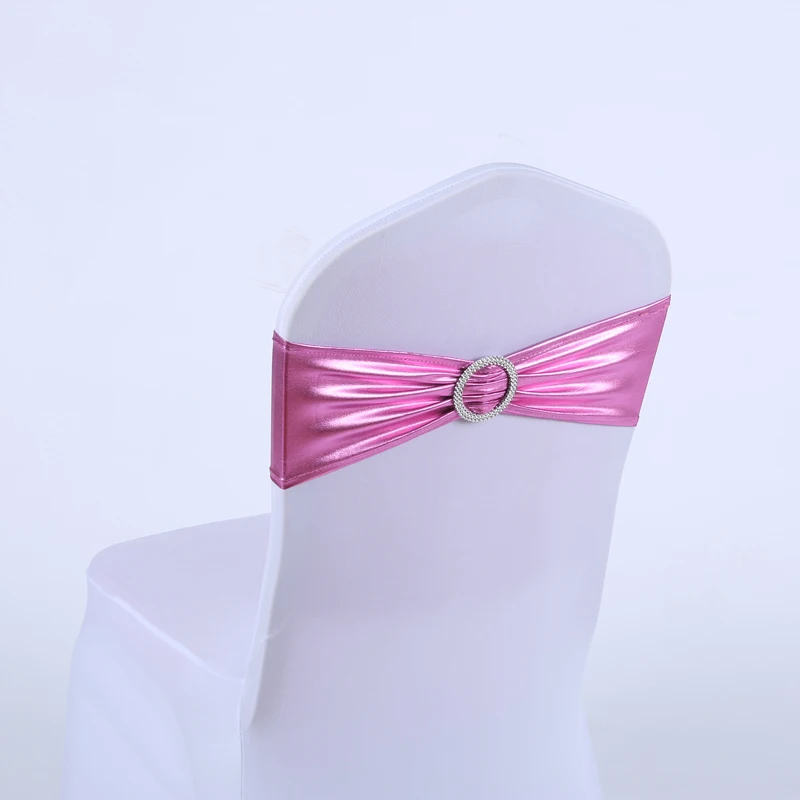 

YRYIE 50Pcs/Lot Elastic Lycra Stretch Bow Spandex Bronzing Chair Band With Buckle For Universal Wedding Banquet Chair