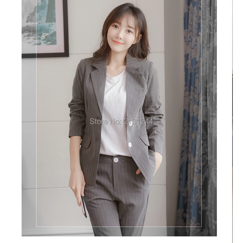 2018 Business Women Pencil Pant Suits 2 Piece Sets Black Solid Blazer + Office Lady Notched Jacket Female Outfits | Женская одежда