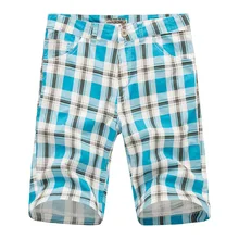 Мужские шорты для пляжа пляжные шорты Повседневная летняя одежда Клетчатый Стиль Мужские шорты 9 цветов Прямая