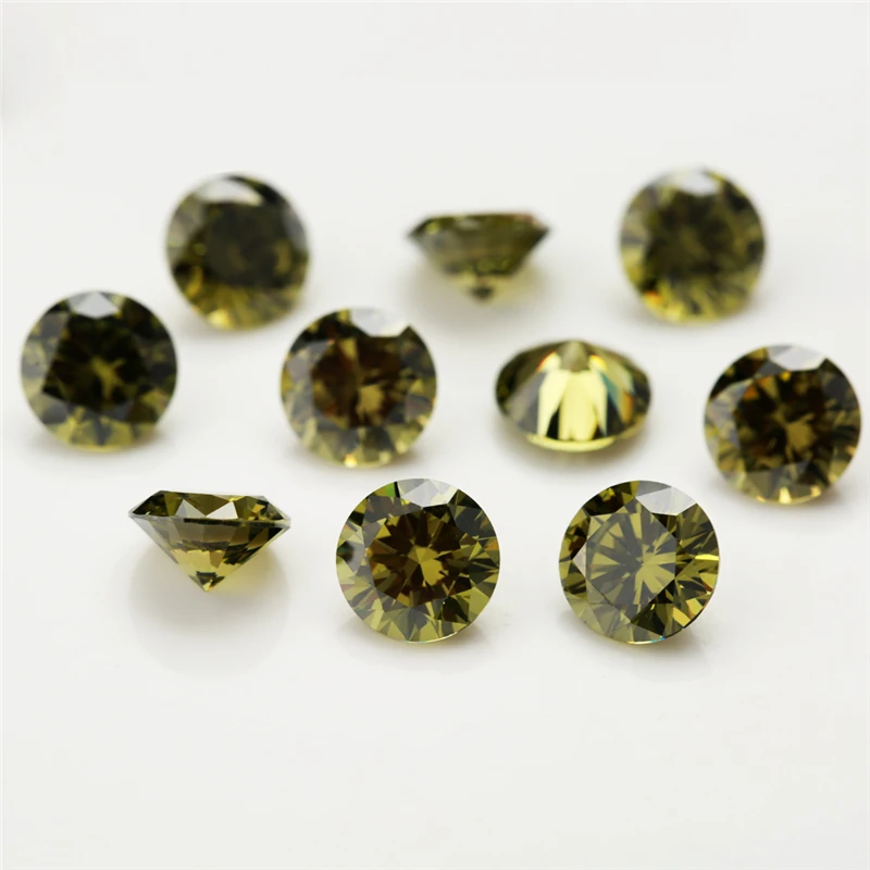 

100pcs/lot 0.8~4.0mm Round Shape Loose CZ Stone Olive Green Zirconia Synthetic Stone AAAAA Quality For Jewelry DIY stone