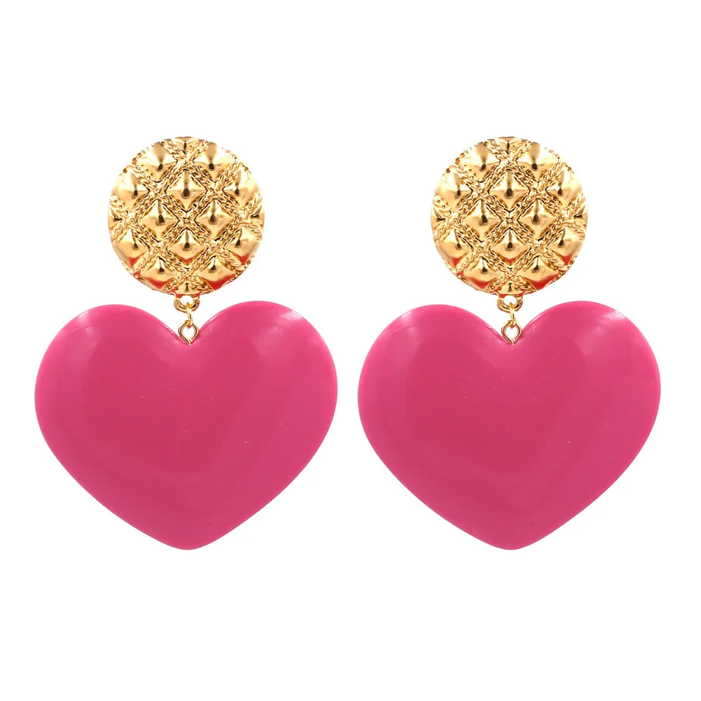 

Pendientes Mujer Earrings For Women Big Resin Heart Love Drop Earring Statement Gold Round Pendant Earings Fashion Jewellery