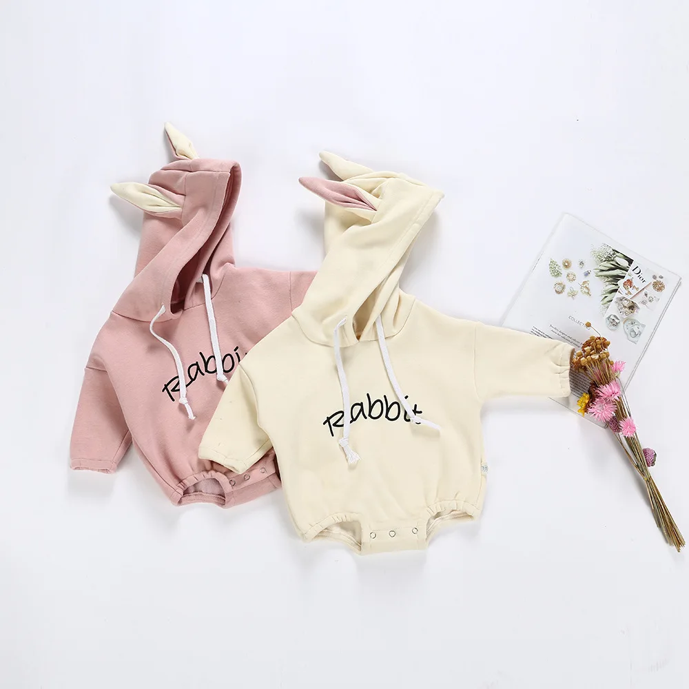 

2019 Spring Velvet Baby Clothing Even Hat Ins Style Small Rabbit Ears Lovely Lin Tai Hanfeng Climbing Clothes