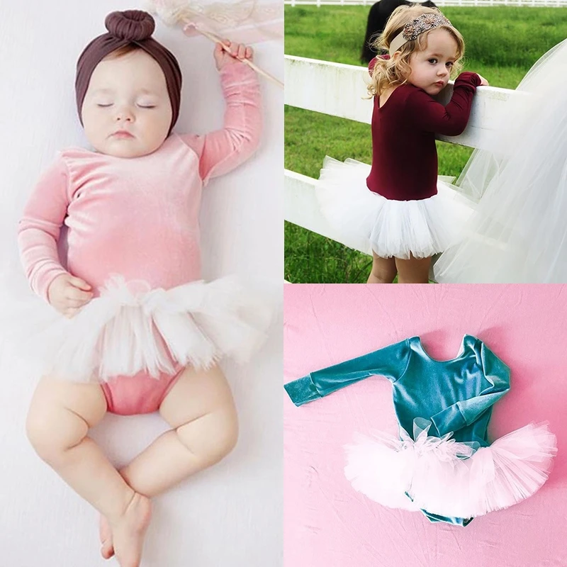 Newborn Baby Girl Ruffle Long Sleeve Romper Tutu Dress Bodysuit Jumpsuit Dresses