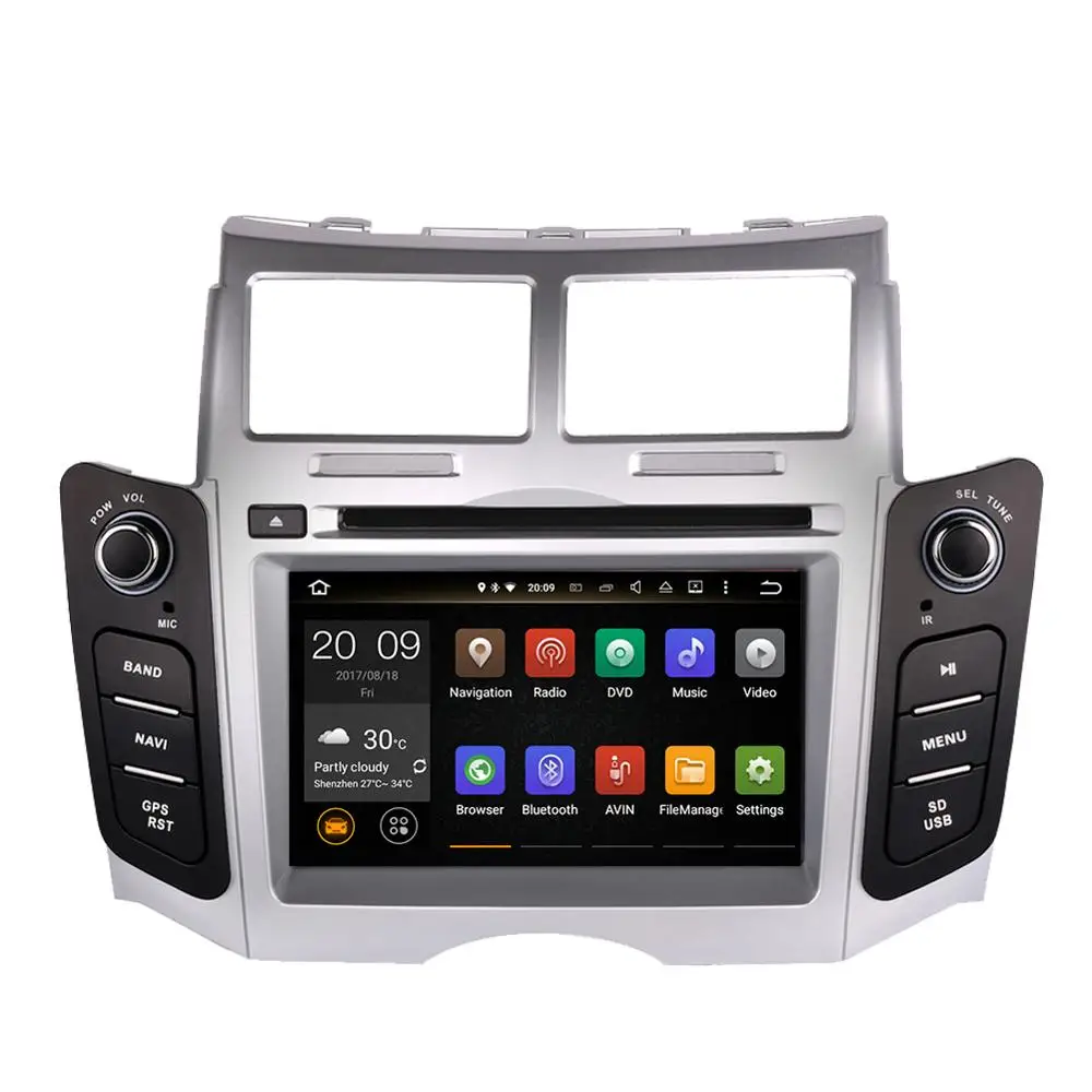 Excellent 4GB RAM Android 8.0 Car Radio DVD Player For Toyota Yaris 2005 2006 2007 2008 2009 2010 2011 with GPS Navigation Bluetooth Wifi 3