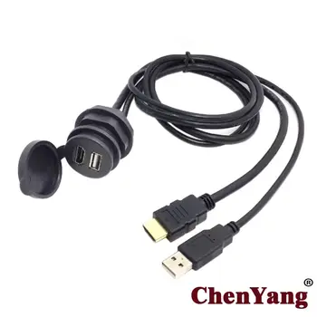 

Chenyang Combo USB 2.0 & HDTV HDMI 1.4 Male to Female Extension Cable with Waterproofable Mount Shell 100cm