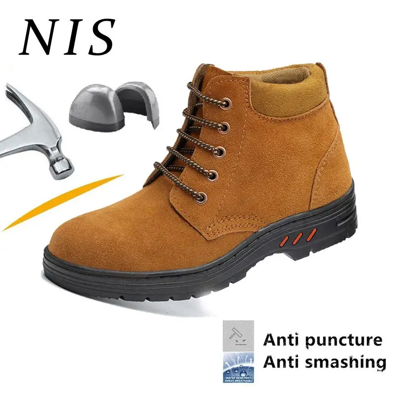 

NIS Big Size Faux Suede Safety Shoes For Men Steel Toe Work Safety Boot Anti-smashing Anti-puncture Protection Shoes Sneakers