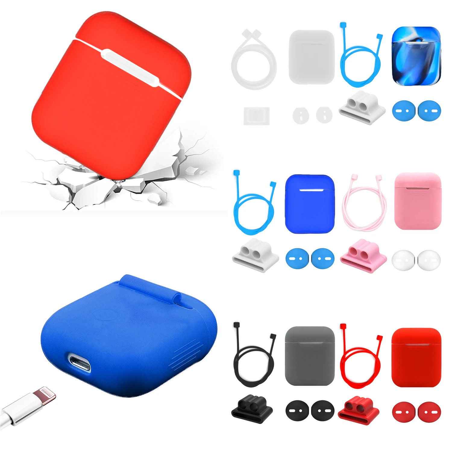 

Besegad Silicone Cover Pouch Case Watchband Holder Anti-lost Strap Eartips for Apple AirPods 1 AirPods 2 Air Pods