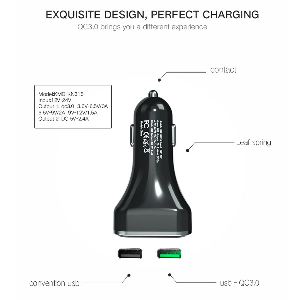 12В 24В напряжение и ток светодиодный дисплей двойной USB QC 3 0 Автомобильное