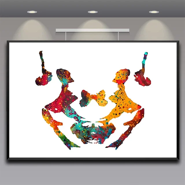 

Watercolor Rorschach inkblot test Card 3 poster psychological test Canvas Art Print Wall Pictures for Living Room No Frame