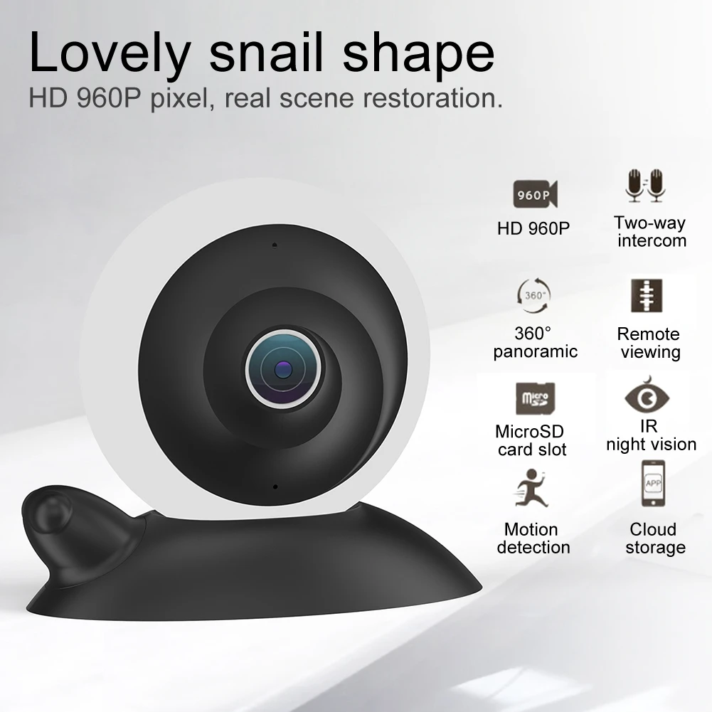 

Panoramic WIFI 960P HD Camera Snail Shape Smart Baby Monitor Home Security Camcorder 2019 New