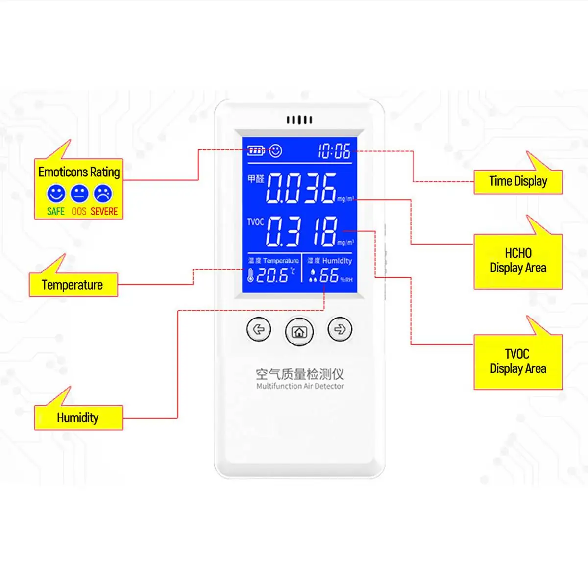 

New Digital Air Quality Monitor HCHO TVOC Formaldehyde Detector Tester Gas Analyzer Temperature Humidity Meter Diagnostic Tool