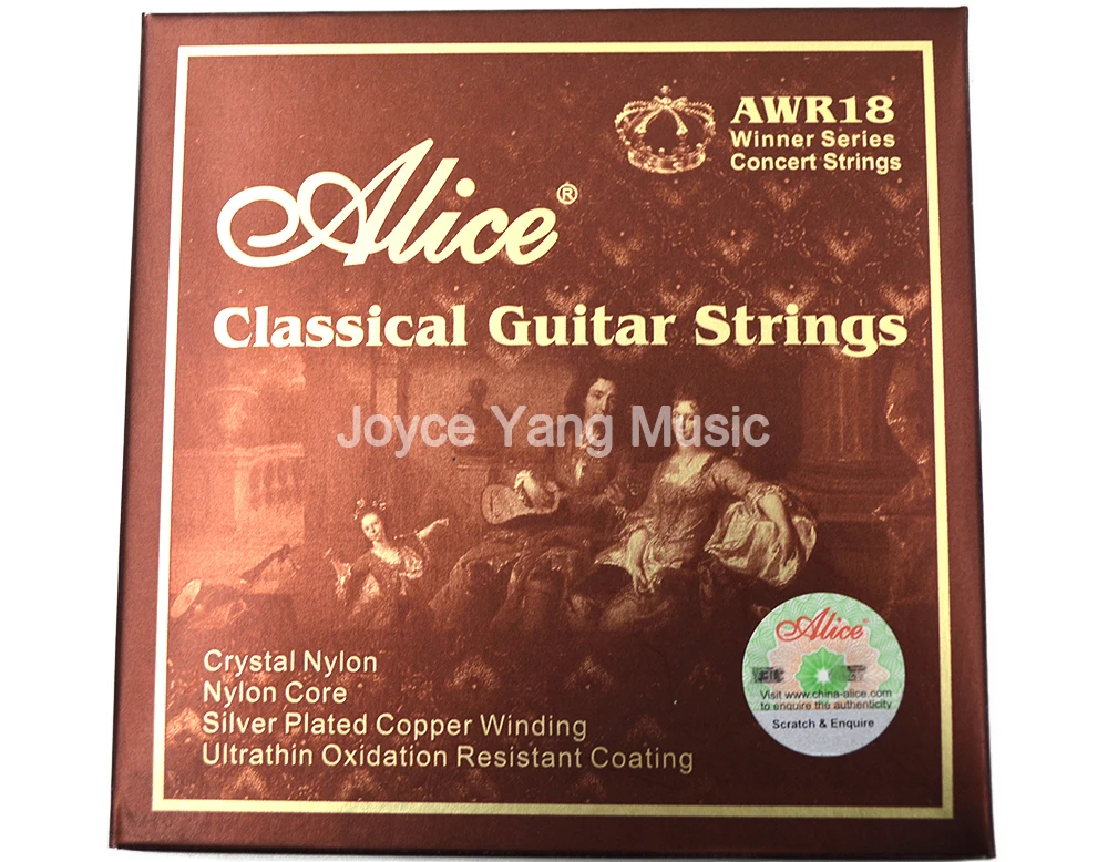 Alice AWR18 Classical Guitar Strings Crystal Nylon SilverPlated Copper Winding Ultrathin