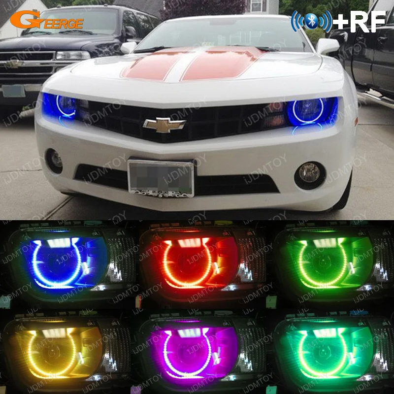 Для Chevrolet Chevy Camaro 2010 2011 2012 2013 фара RF Bluetooth контроллер многоцветный ультра яркий RGB светодиодный комплект ангельских глаз