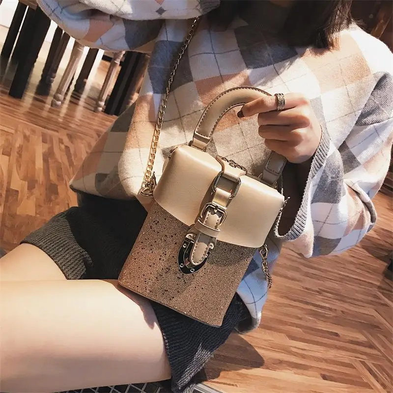 

2019 crossbody bags for women leather handbags luxury handbags women bags designer sequines chain box shoulder bag sac a main