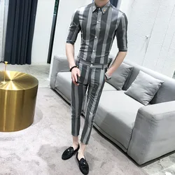 2019 Suit Men Summer Grey Stripe Mens Suits Designers Set Suit Slim Fit Tuxedo Costume Mariage Homme Smoking Uomo Trajes De 2019 Suit Men Summer Grey Stripe Mens Suits Designers Set Suit Slim Fit Tuxedo Costume Mariage Homme Smoking Uomo Trajes De