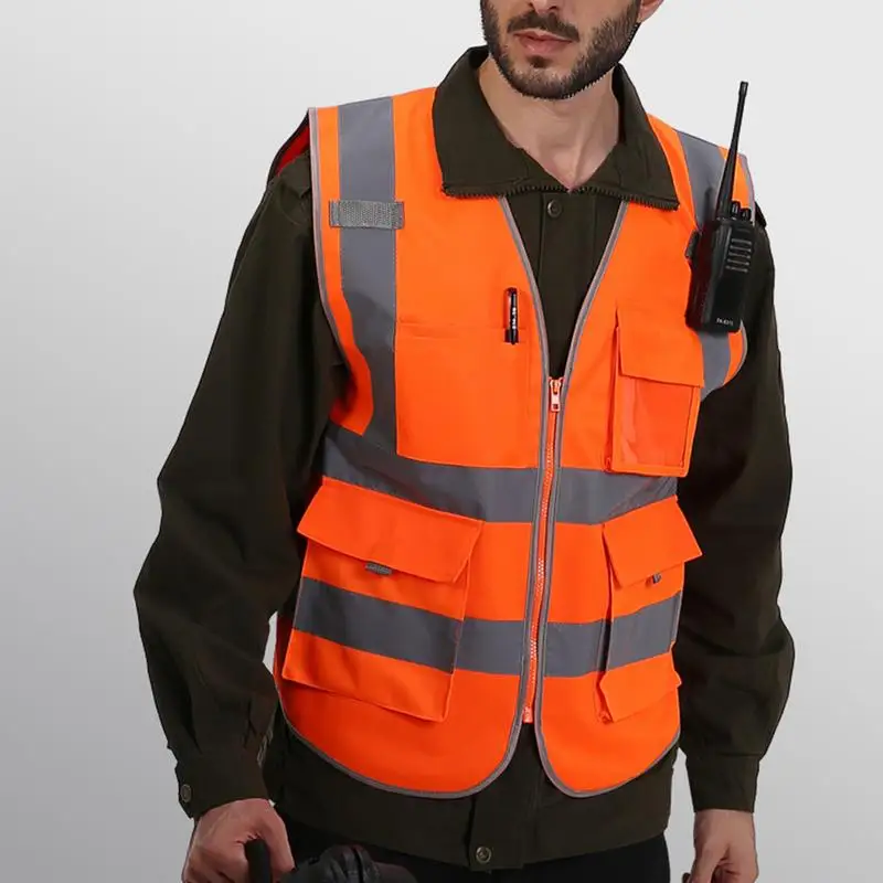 Жилет для руководителя HI VIS VIZ с высокой видимостью, Светоотражающий Жилет для безопасности, оранжевый желтый жилет для безопасности