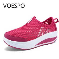 VOESPO/2018 г. летние кроссовки для воды для женщин Открытый Спорт легкий пляжная обувь дышащая сетка Массаж женская обувь на платформе
