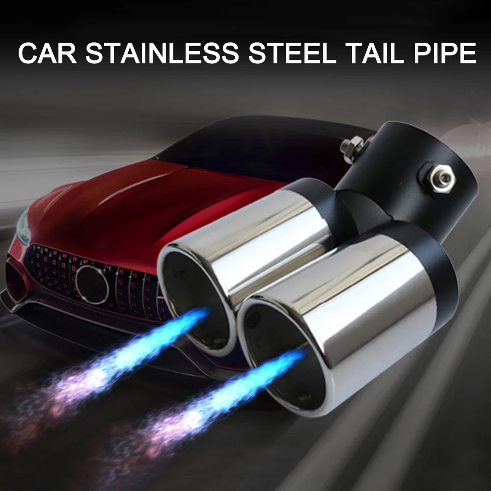 

Universal Car Exhaust Muffler Stainless Steel Tail Pipe Trim Decorative Tip For VW Goft Auto Car Tail Throat Exhaust Muffler