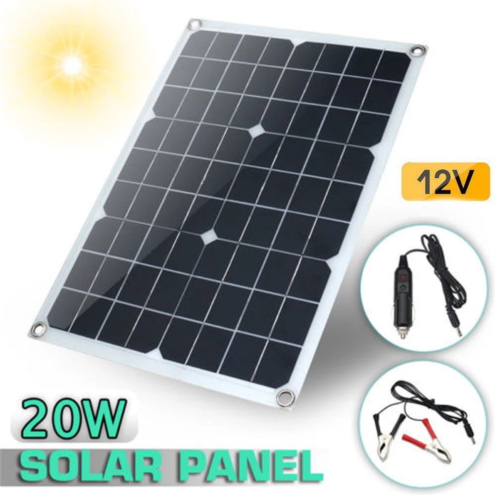 Солнечная панель с 10A 20A зарядное устройство контроллер поликристаллический полу солнечное зарядное устройство батарея для автомобиля лодка солнечная панель 20 Вт