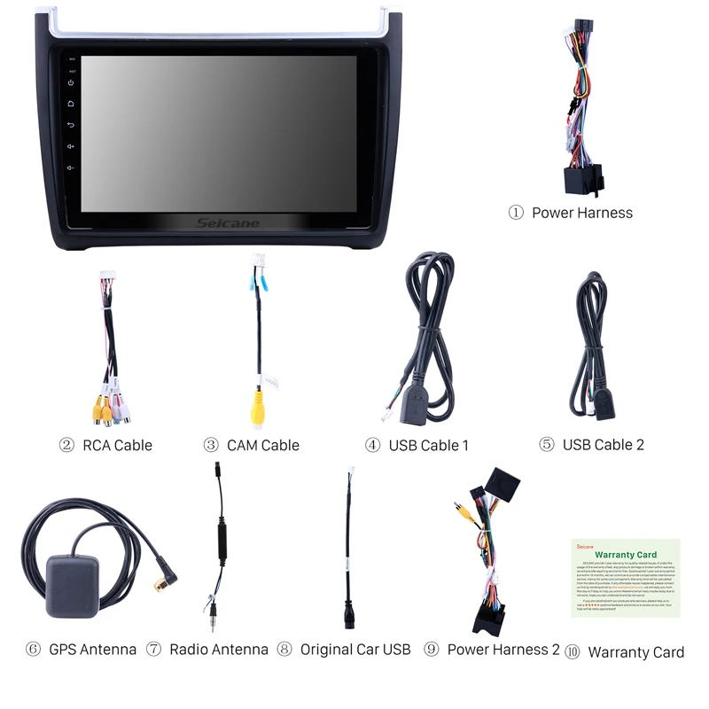 Sale Seicane Car Audio Stereo 9" HD 1024*600 Android 8.1 Player for VW Volkswagen Polo 2012-2015 GPS Navigation with 1080P Video SWC 3