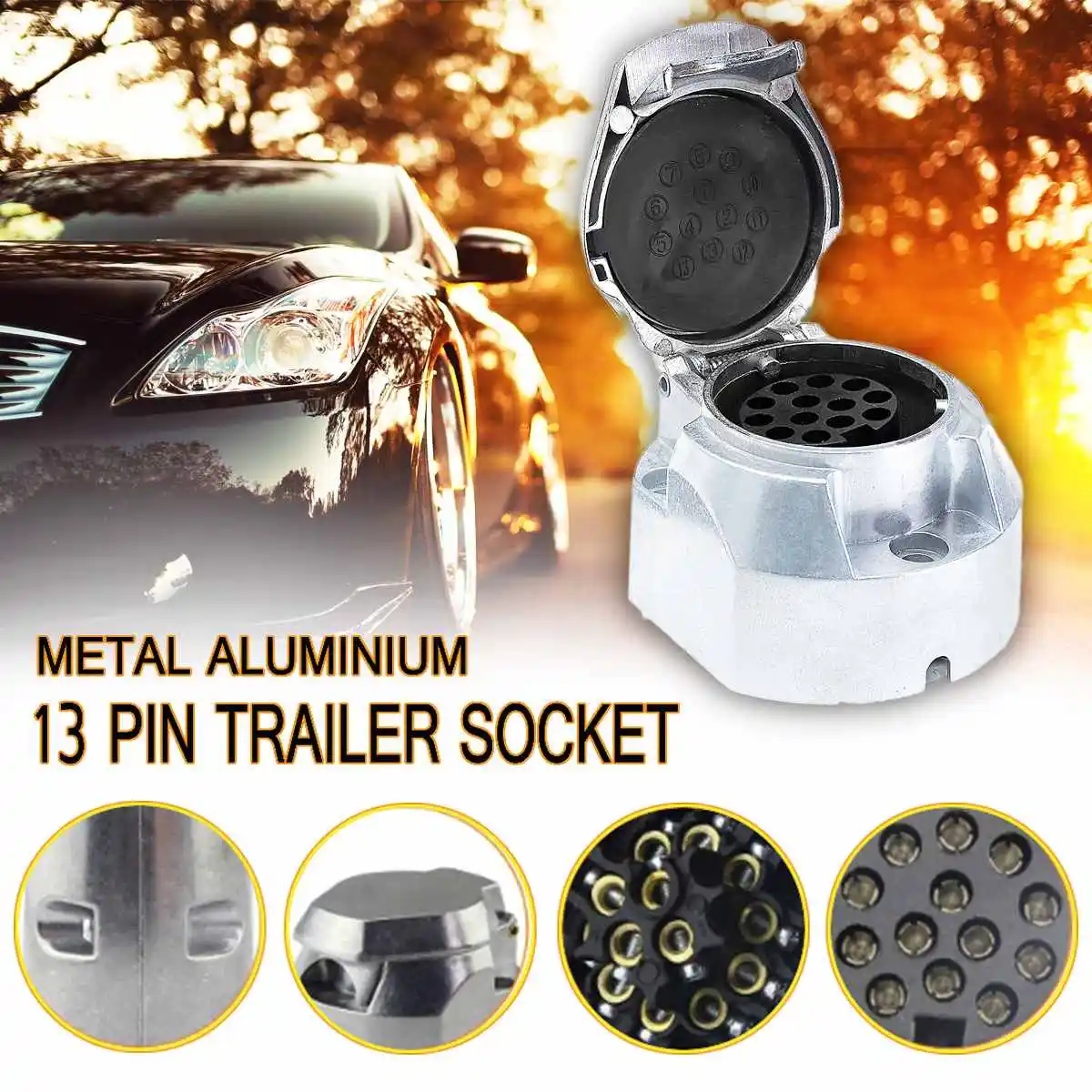 دائم 12 V 13 دبوس الألومنيوم الأوروبية مقطورة المقبس السحب بار الكهرباء موصل ل مقطورة RV سيارة السفينة