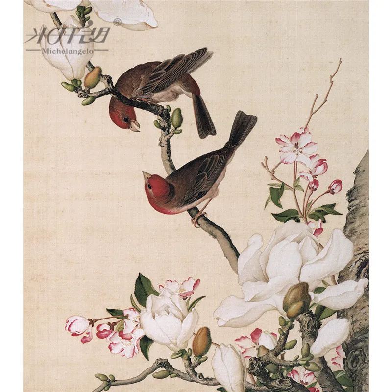 

Michelangelo Wooden Jigsaw Puzzles 500 Pieces Giuseppe Castiglione Begonia Magnolia Flower Brid Chinese Painting Educational Toy