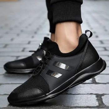 

Men Casual Shoes 2018 Hot Sale Spring Autumn Lace Up Leather Solid Black Waterproof Anti Slip Outdoor Walking Sneakers Men