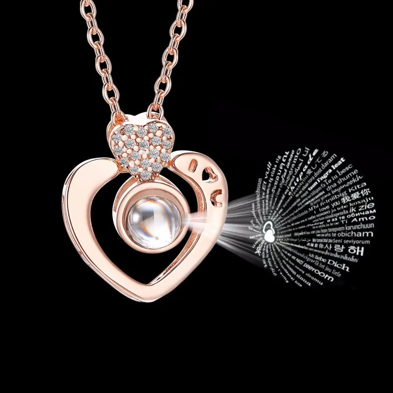 

Heart Memory Necklace 100 U HACOOL Nanotechnology Necklace Silver Projective The DOUYIN Love In Rose Gold