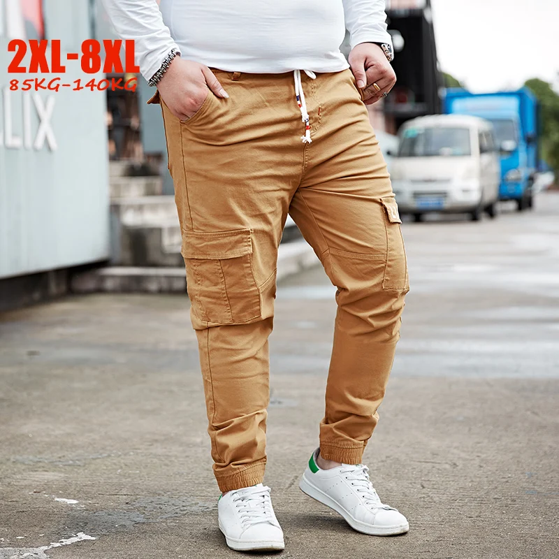 2018 осень 5XL 6XL 7XL 8XL размера плюс Для мужчин брюки карго со шнурком сафари Стиль
