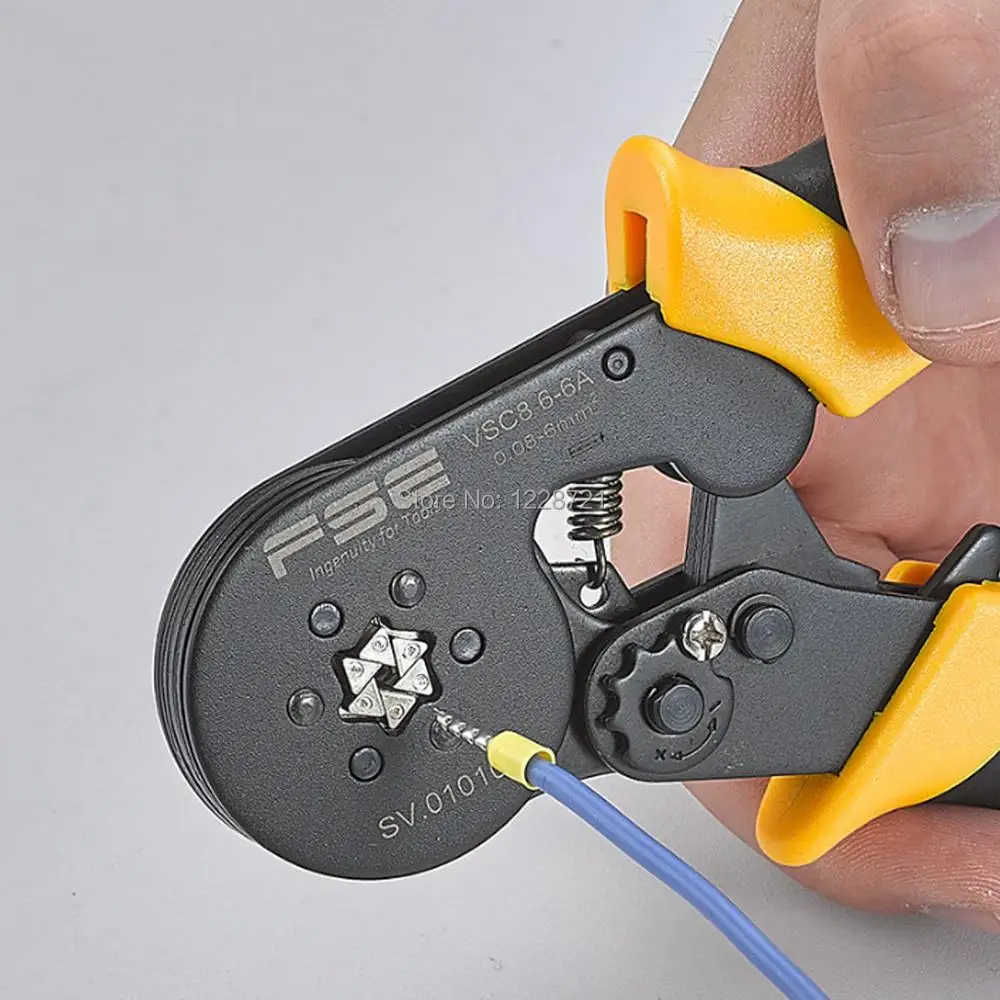 

VSC8 6-6A crimping pliers hexagon 0.08-6mm2 23-10AWG for tube type needle type terminal crimp self-adjusting high precision tool