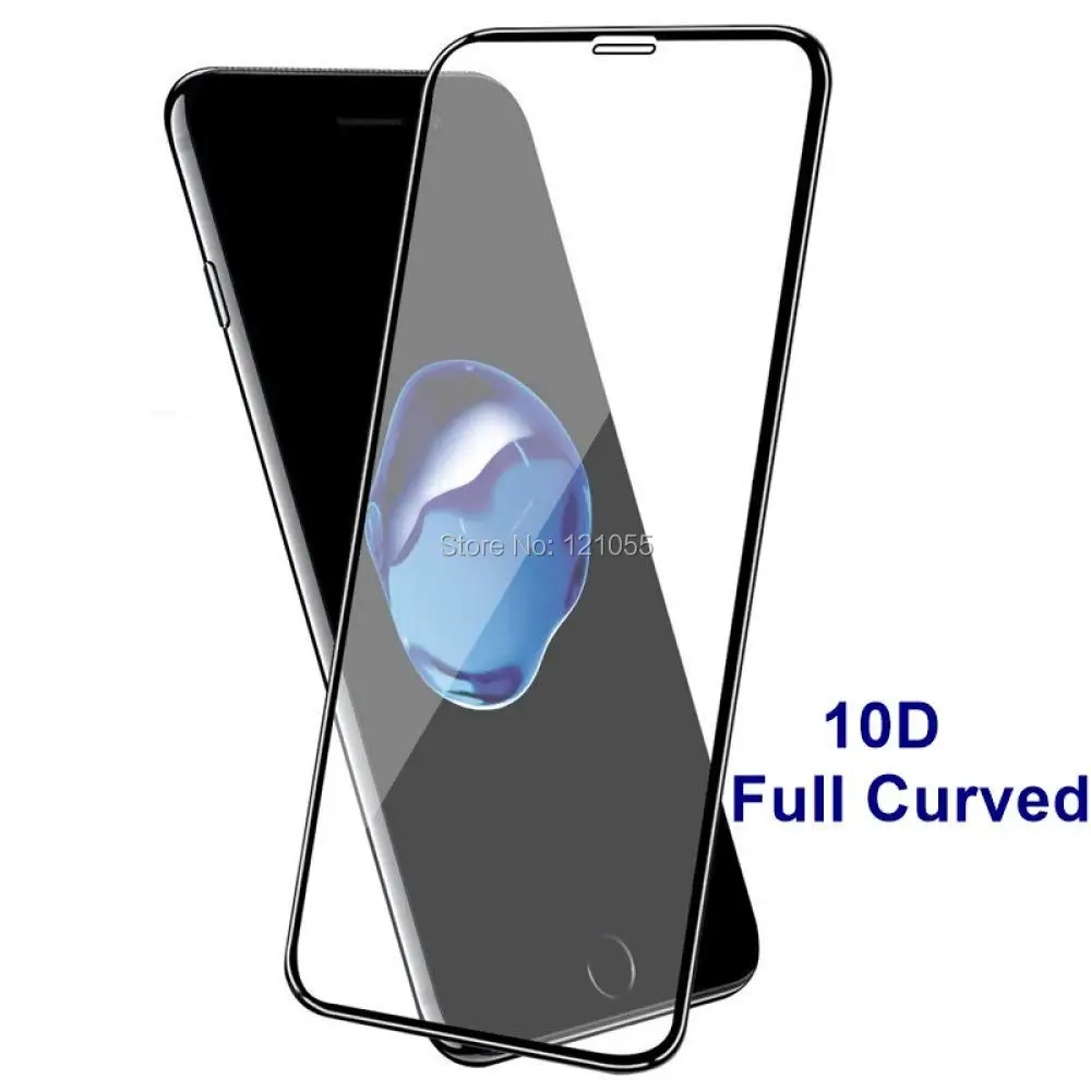 

1000pcs/lot Tempered Glass For iPhone XS XR X 8 7 6 plus Screen Protector Film Glass 10D Round curved Full Cover 5d wholesale