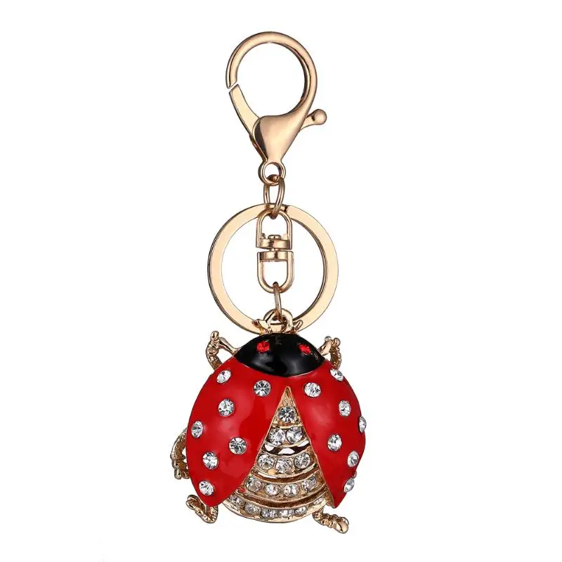 

Cute Insect Rhinestones Ladybug Pendant Key Chains with Shinning Rhinestone Jewelry Car Keychains Hot Jewelry Gifts