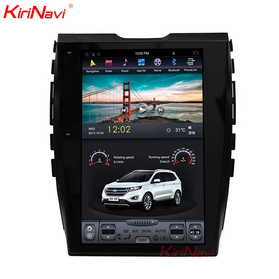 KiriNavi вертикальный экран Tesla style 12," Android 8,1 автомобильный Радио gps навигатор для Ford Edge автомобильный Dvd мультимедийный плеер 4G