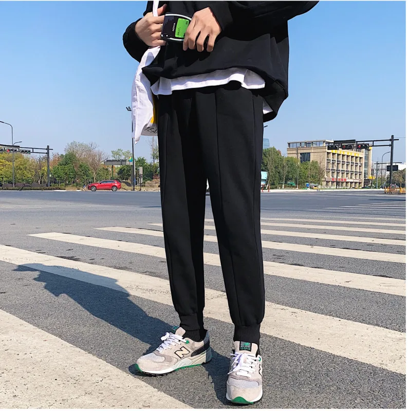 Men's Trousers 2019 Seasons New Youth Popular Loose Straight Sports Pants Neutral Feet Nine Pants Youth Casual Men's Clothing