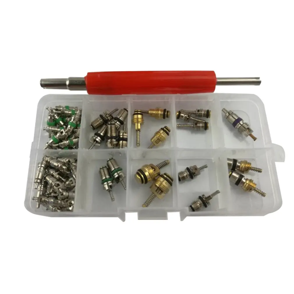 

60 pcs A/C Valve Cores Shrader Valves with Double Head Installer Remover Tire Repair Tool for Motorcycle Car