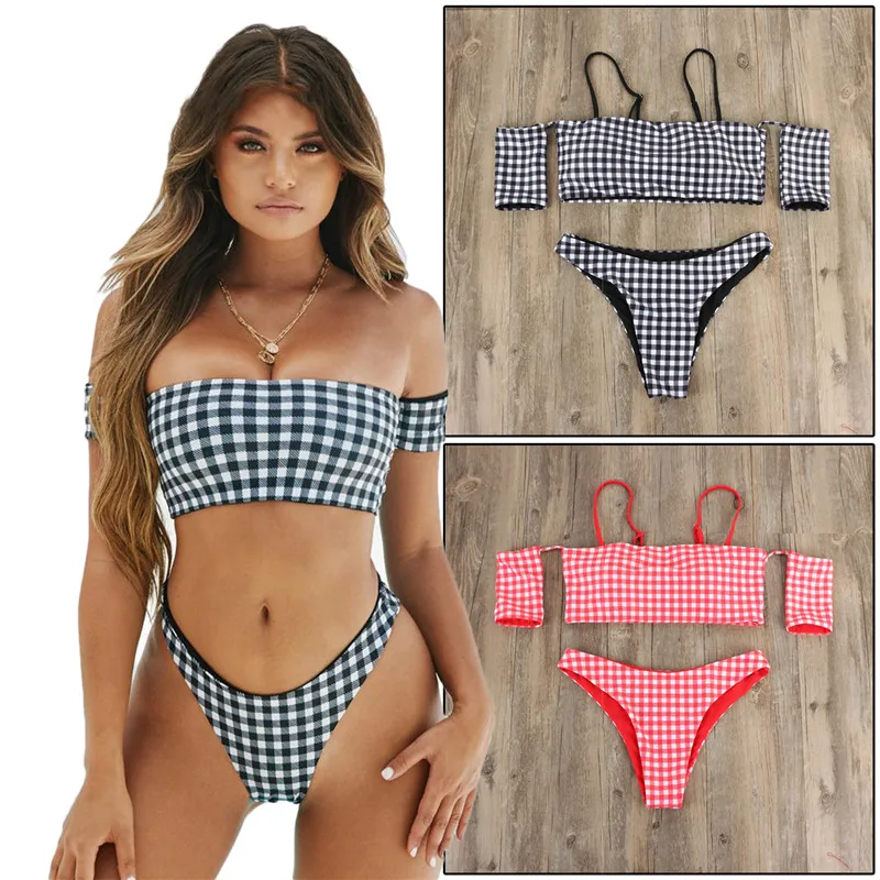 checkerboard bathing suit