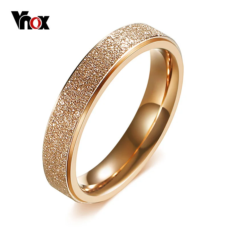 

Vnox Engagement Rings for Women Rose Gold Color Stainless Steel Female Wedding Bands Promise Love Ring
