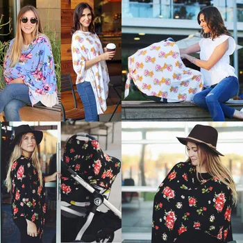 

Baby Breastfeeding Mum Udder Covers Nursing Cotton Poncho Cover Up Printed Shawl Blanket YJS Dropship