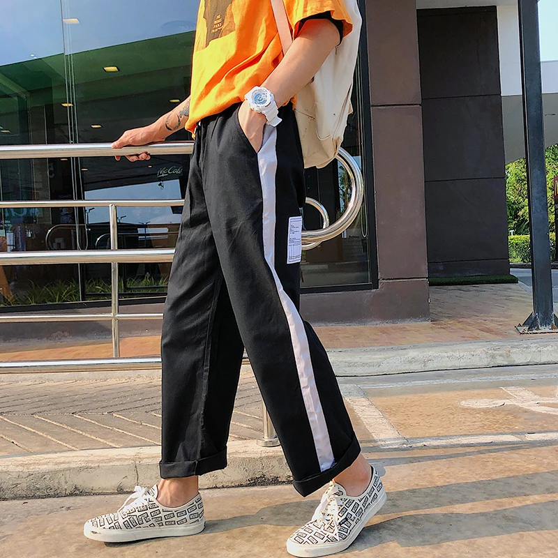 Men's Casual Pants 2019 Spring And Autumn New Student Sports Wild Trend Loose Straight Tooling Nine Pants Casual Men's Clothing