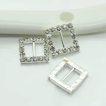 

50pcs/lot 15mm Square Rhinestones Buckles Factor Outlets Diamond Buckle Invitation Diy Ribbon Accessores Wedding Decorative