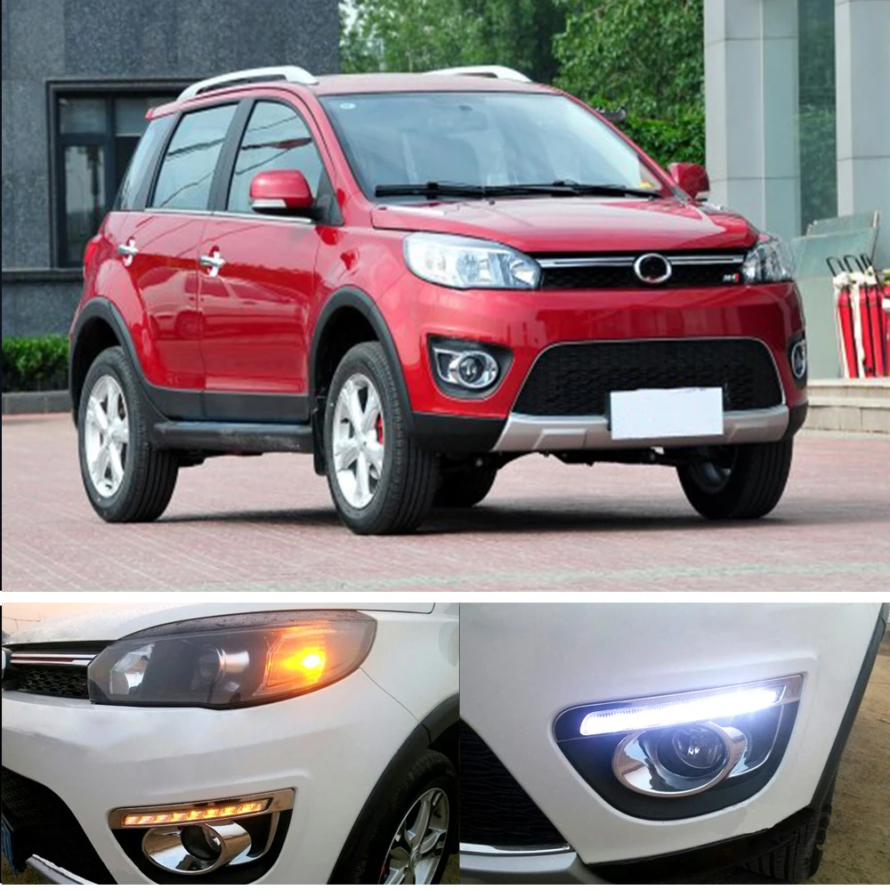 

CAPQX 1Pair For Great Wall Hover Haval M4 2012-2014 Front Bumper LED Daytime Running Light DRL Lamp Day Fog Light Cover Frame
