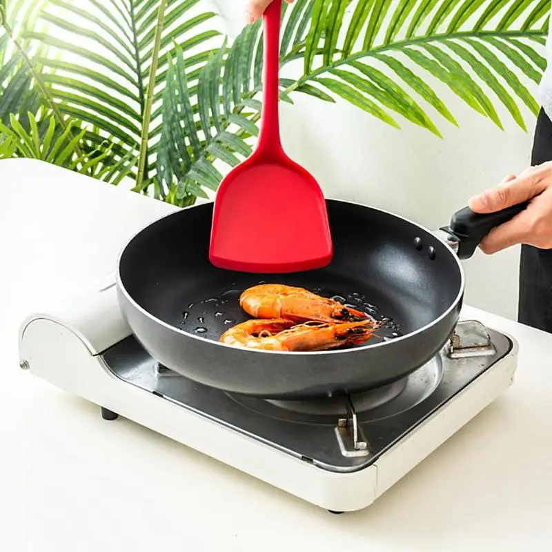  Non-Stick Spatula Silicone Spoon Scraper Heat-Resistant Handle Turner Shovel Cooking Tool Ice Cream