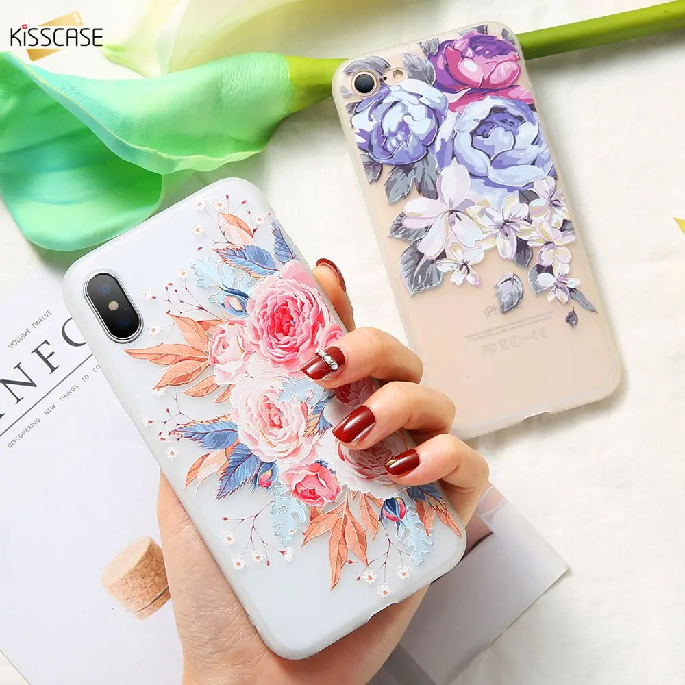 KISSCASE Soft Case For Xiaomi Mi 9 8 SE Pro Lite A1 A2 Pocophone F1 Cases For Xiaomi Mi Mix Max 3 2 2S TPU Relief Flower Cover